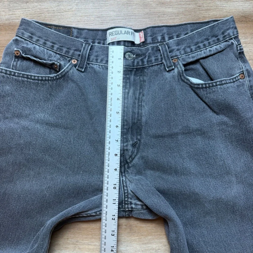 Levi's 505 Regular Fit Jeans Mens 36x30 Grey Straight Leg Denim Pants Y2K